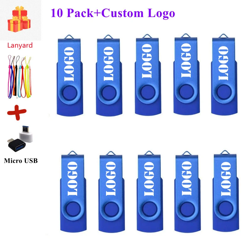 10pcs/lot Metal USB Flash Drives USB 2.0 Flash Pen Drive Memoria Stick 4GB 8GB 16GB 32GB 64GB 128GB Custom LOGO U Disk for Gift