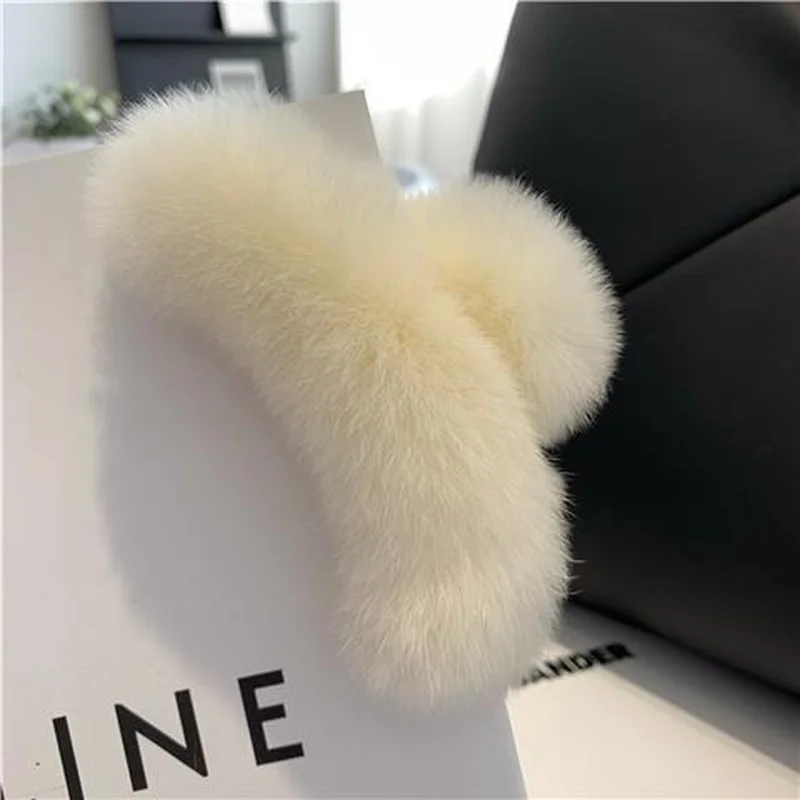 Real Rex Rabbit Hair Large Hairpin Back Head Temperament Clip Net Red New Cute Plush Headdress Hair Scratching Hair Scratch