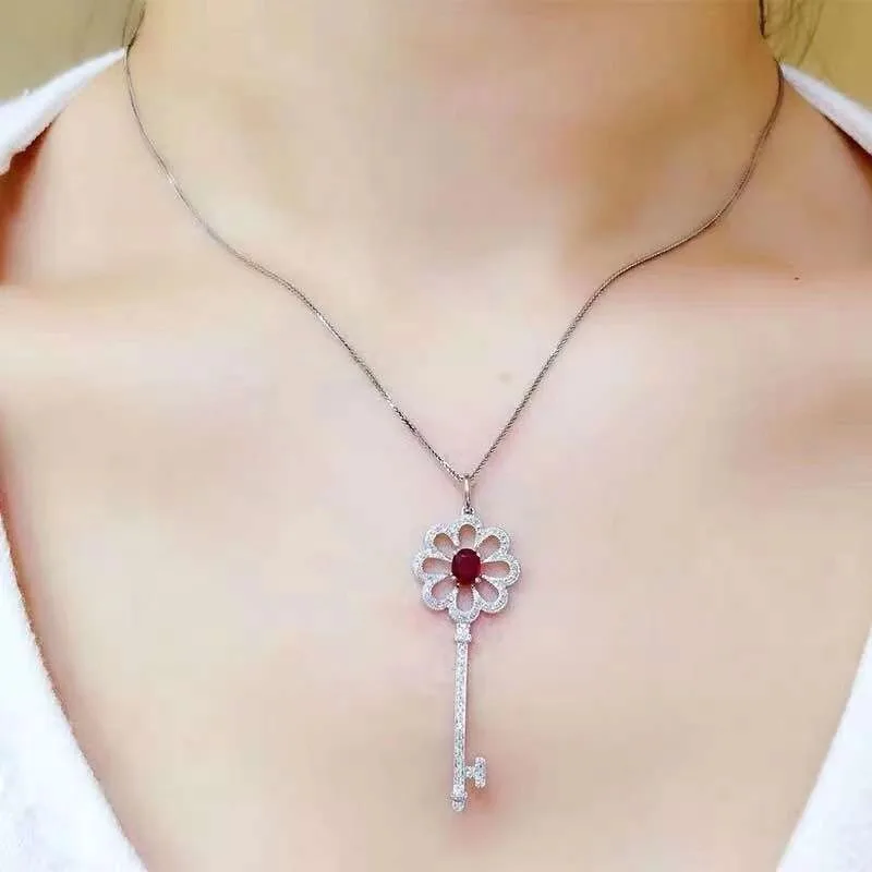 

Keyslock your love Ruby necklace pendant Origin and natural ruby 925 sterling silver For women jewelry