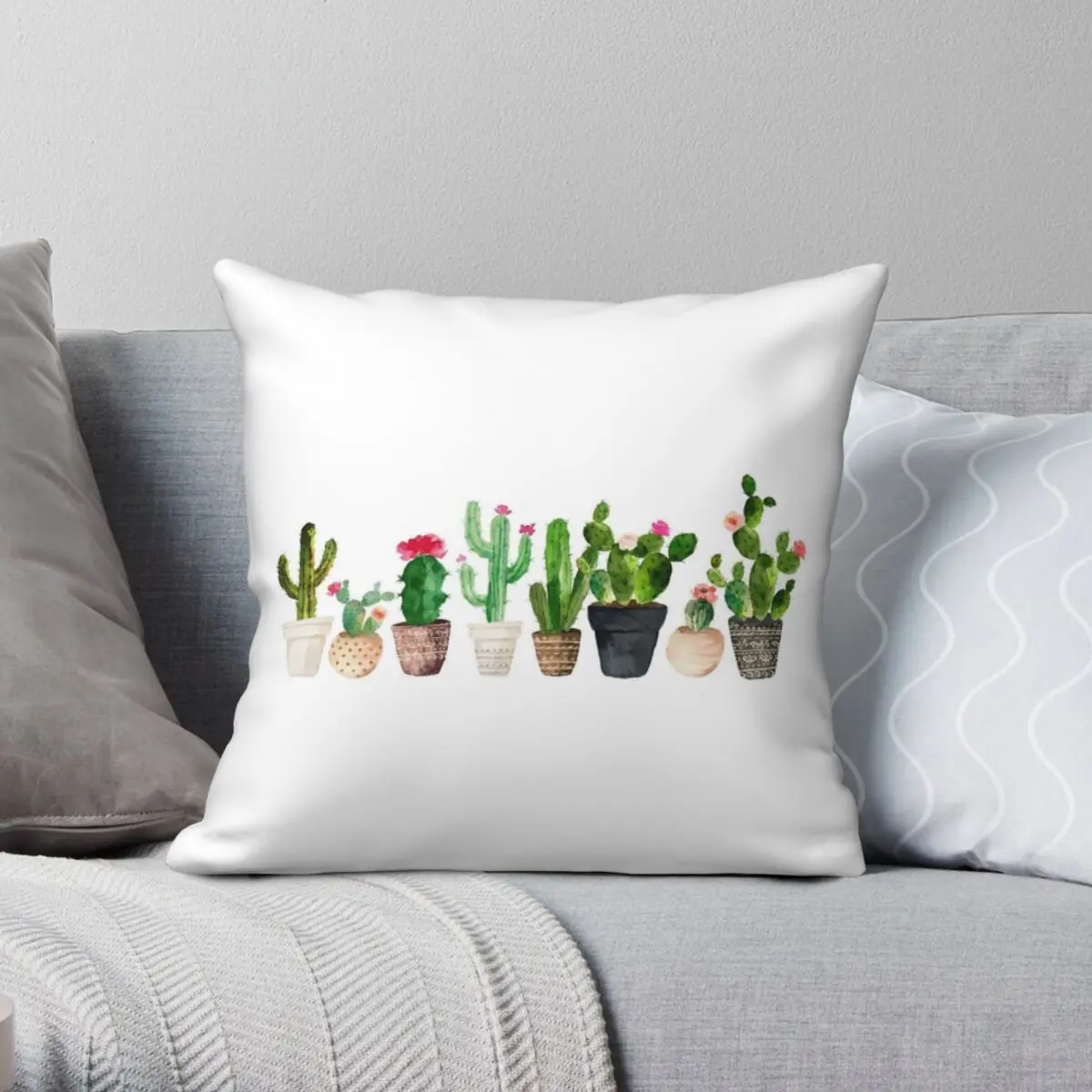 

Cactus Square Pillowcase Polyester Linen Velvet Printed Zip Decorative Pillow Case Home Cushion Cover 45x45