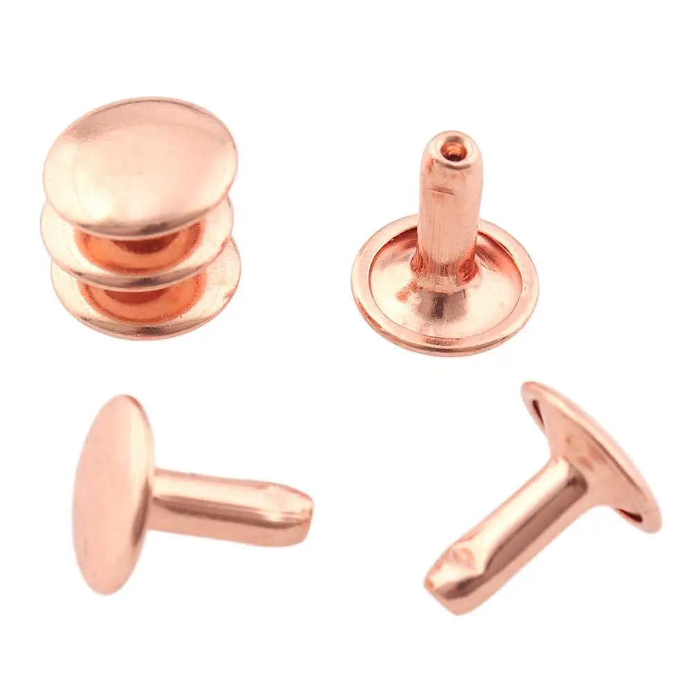 100sets 10mm Rose gold Leather Rivets Double Cap Rivet Tubular Metal Studs for DIY Leather Craft Rivet Belt Jeans Jacket