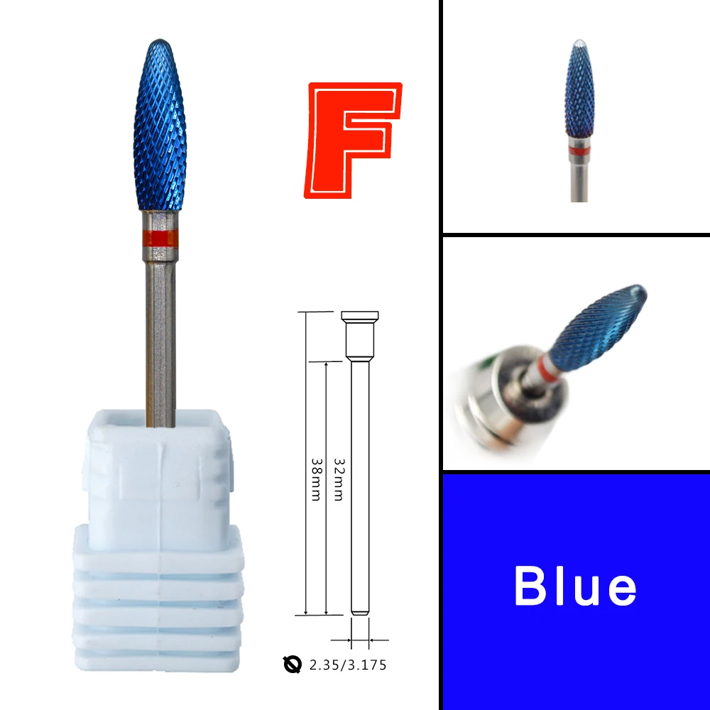 RolinStar Blue steel 38mm Long Shank Carbide coating cuticle clean nail drill bits - Image 5