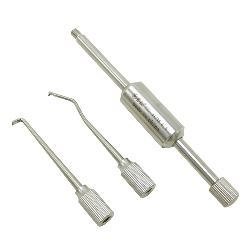 1Set Stainless Steel Dental Crown Remover 2 Tips Press Button Dentist Lab Equipment Dentist Tools Material Manual Control