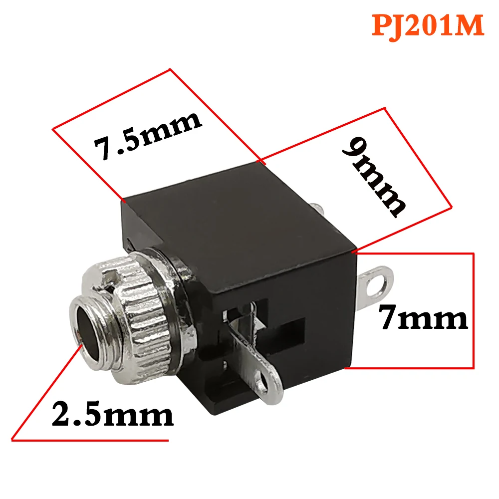 5/10Pcs 2.5MM Headphone Jack PJ-201M 3Pin DIP Mono Channel Audio Female Socket PCB Panel Mount Connector PJ201M Earphone Adapter