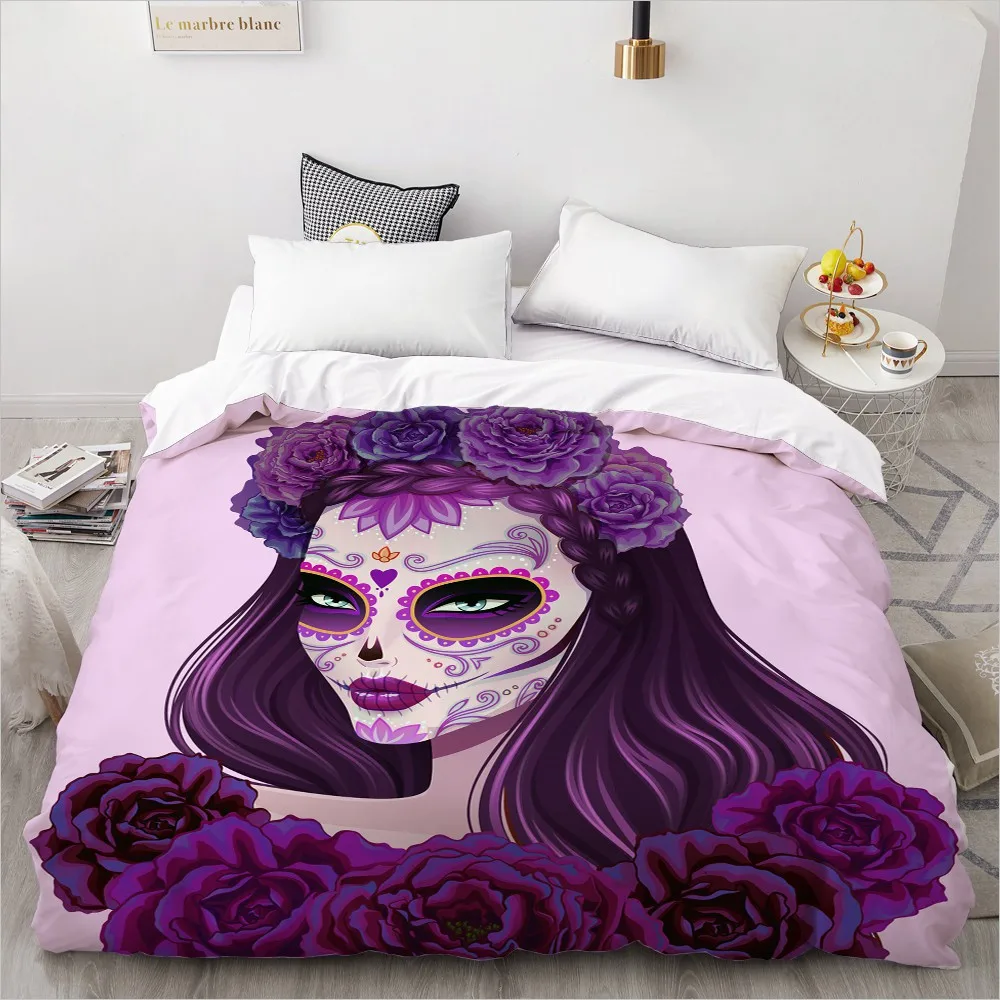 3D 1PCS Duvet Cover,Comforter/Quilt/Blanket case 200*200/220x240 Bedding Queen/King dop ship,Halloween Witch purple