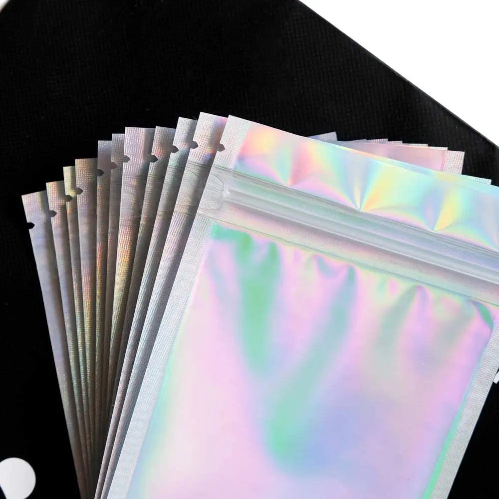 10 Pieces Holographic Resealable Bags 4 x 6