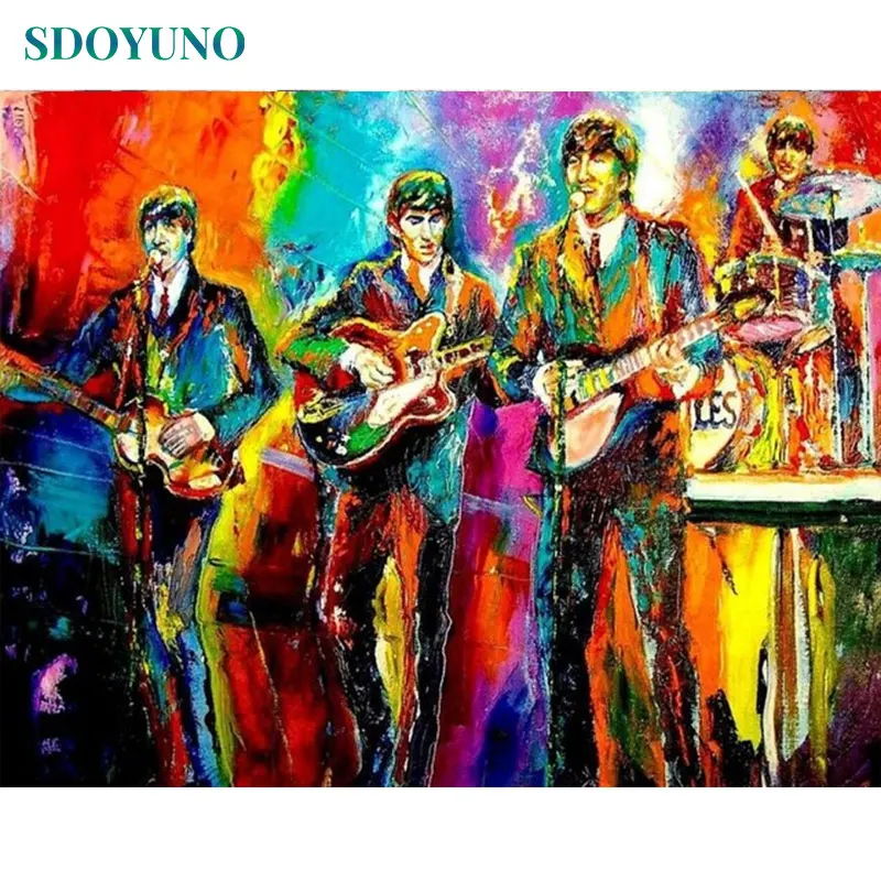 

SDOYUNO 60x75cm acrylic paint by numbers For Adults Rock Band Frameless Oil Painting By Numbers On Canvas DIY Home Decor