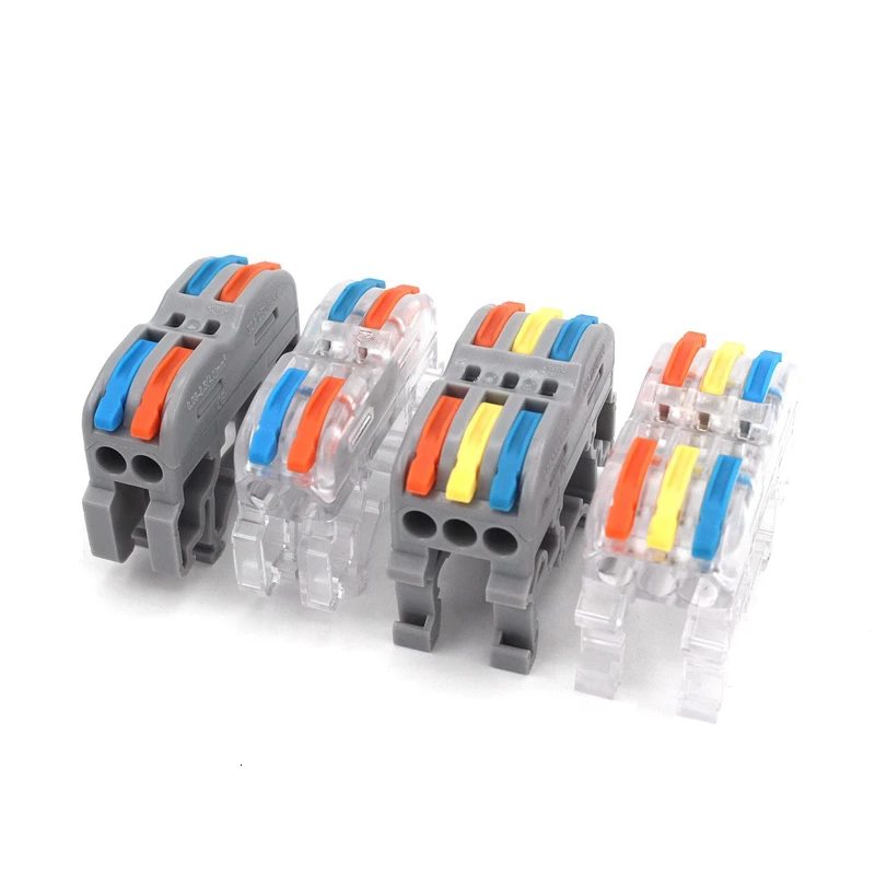 Din Rail Wire Connector Color 211 212 Fast Universal Compact Electric Cable LED Conector Wiring Conductor Push-in Terminal Block