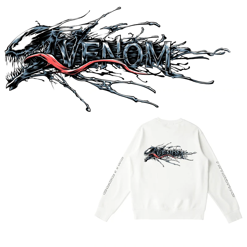 Venom Patches Iron-On Transfers For Clothes Cool Heat Transfer Vinyl Sticker For T-shirt Hoodie Cool Printed Applique Badge DIY