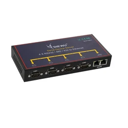 Industrial Grade Serial Server 4 port Serial RS232/485/422 Device 10/100Mbps Full Duplex /Half Duplex dual ethernet RJ45 to com