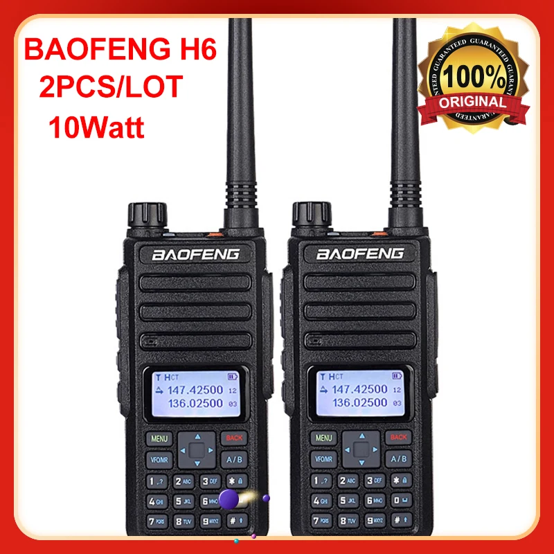 2PCS/LOT BF-H6 Powerful Walkie Talkie 2022 NEW BaoFeng Radio Receiver Transceiver 10W 50 KM Long Range Portable Two Way Radio