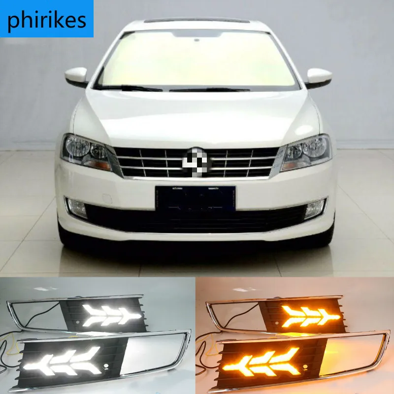 

1 Pair For Volkswagen VW Lavida 2013 2014 with Yellow Trun Signal Light Blue Night Lamp LED DRL Daytime Running Light