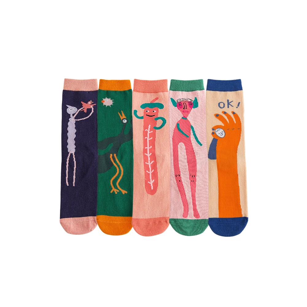 Salina Women's Socks in Tube Cotton Winter and Spring Original Ugly Cute Funny Illustration Fashion Personality Leisure Sports