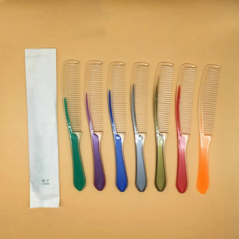 10pcs plastic comb hairdressing Hotel Disposable Combs Long Strip Household Wood Hairbrush Toiletries Plastic Comb Hairdressing