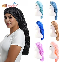 Super cetim sedoso dormindo Cap, noite ajustável Bonnet para cabelos cacheado, chapéu longo, dupla camada, cabelo saudável doma, cabelo frizz