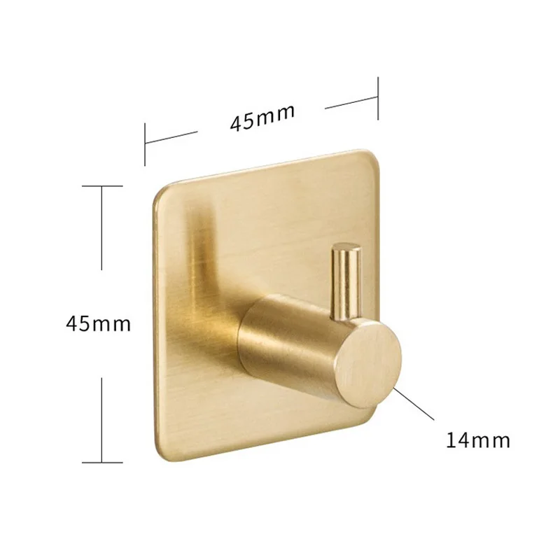 100Pcs Sticker Adhesive Stainless Steel Wall Mount Holder Hook  Door Clothes Coat Hat Hanger Hanger Towel Clothes Robe Rack Gold