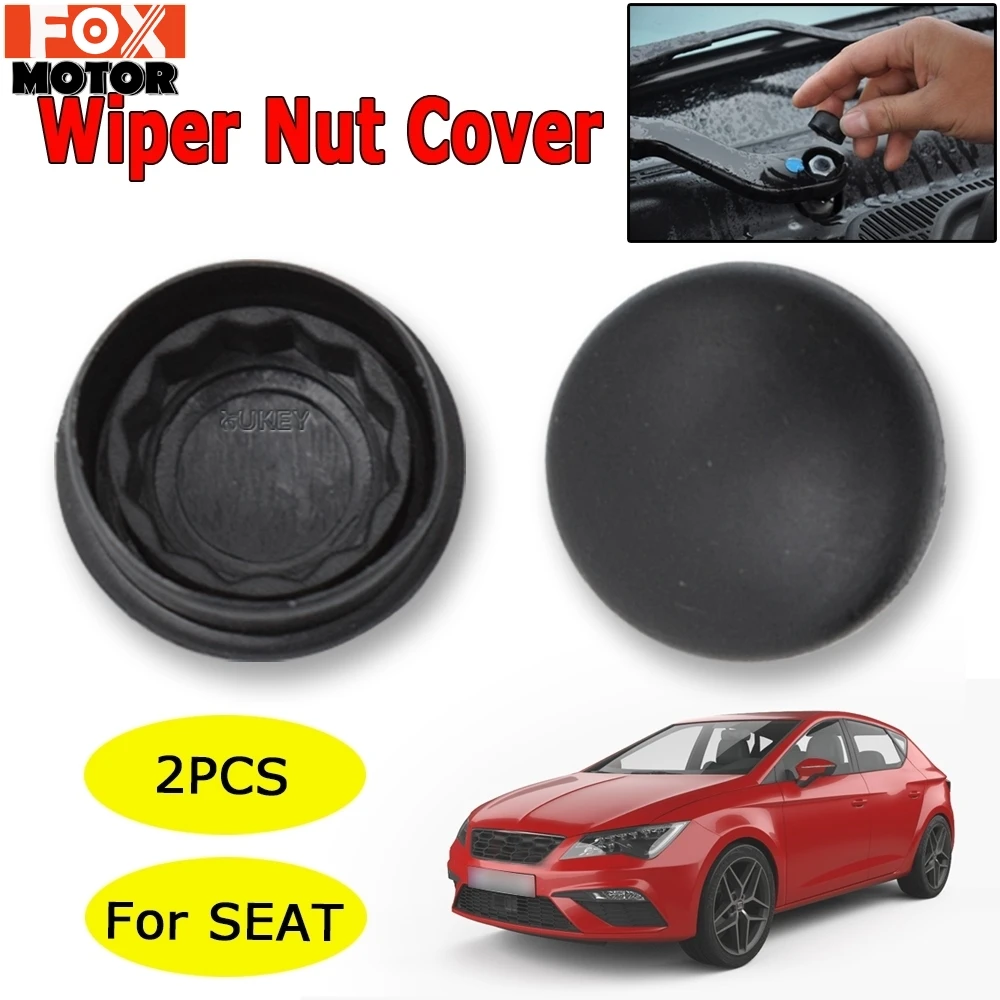 2Pcs For SEAT Leon Ibiza Altea Cordoba Toledo MK2 MK3 MK4 Arosa Alhambra Car Front Windscreen Wiper Arm Nut Cap Bolt Cover