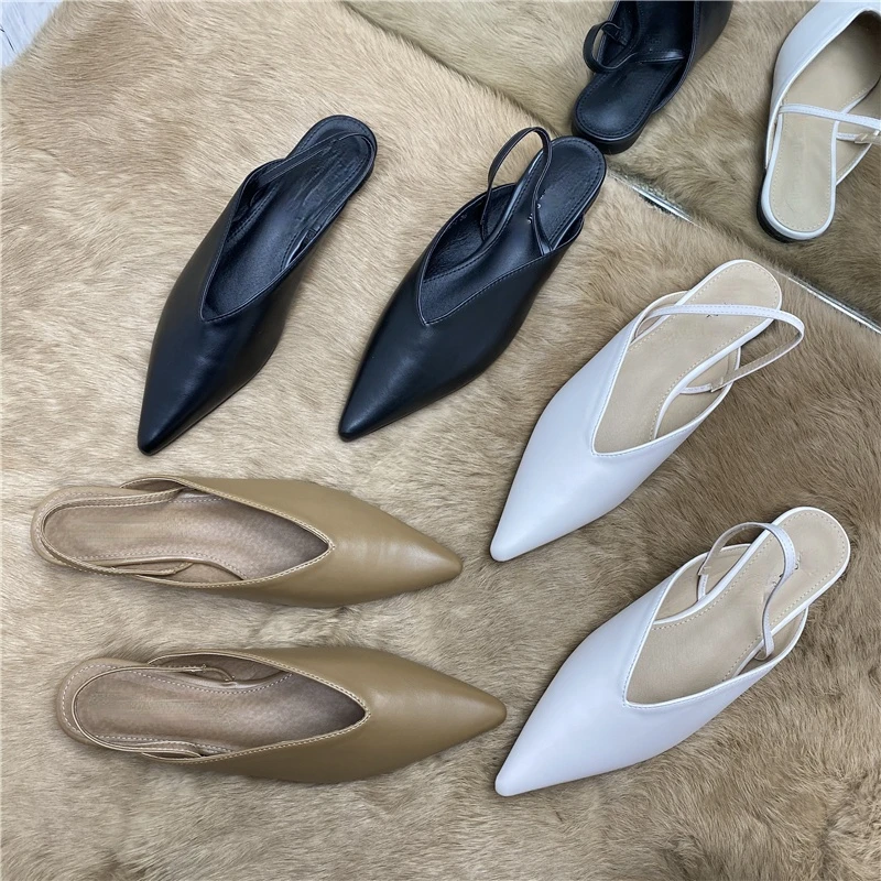 New Pointed Toe Flat Shoes Spring 2021 Closed Toe Strap Flat Heel Women\'s Sandals