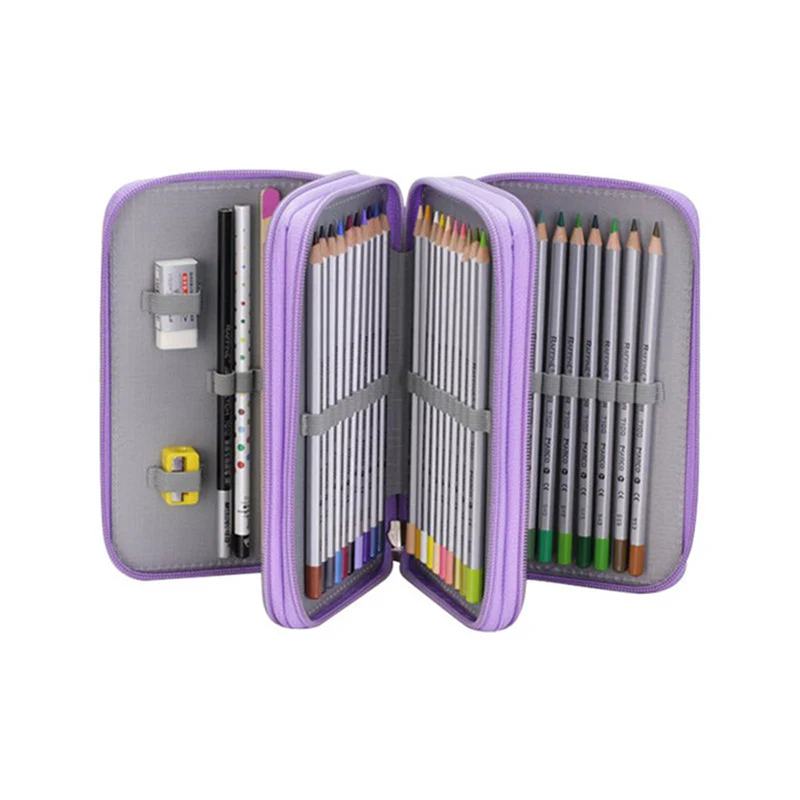 School Pencil Case Supplies Kit 36/48/72 Slot Stationery Pencilcase for Girls Compartment Pen Box Large Cartridge Bag Acsesories