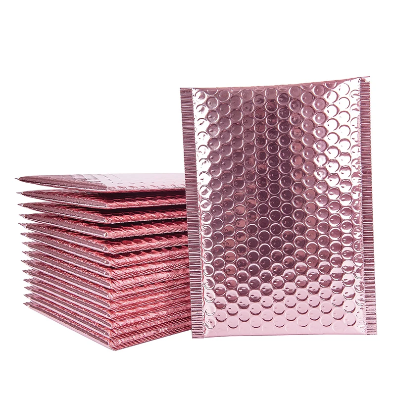 50Pcs Wholesale Bubble Mailers Rose Gold Aluminum Foil Bubble Envelope Metallic Bubble Padded Envelope Shipping Bag 9 Sizes