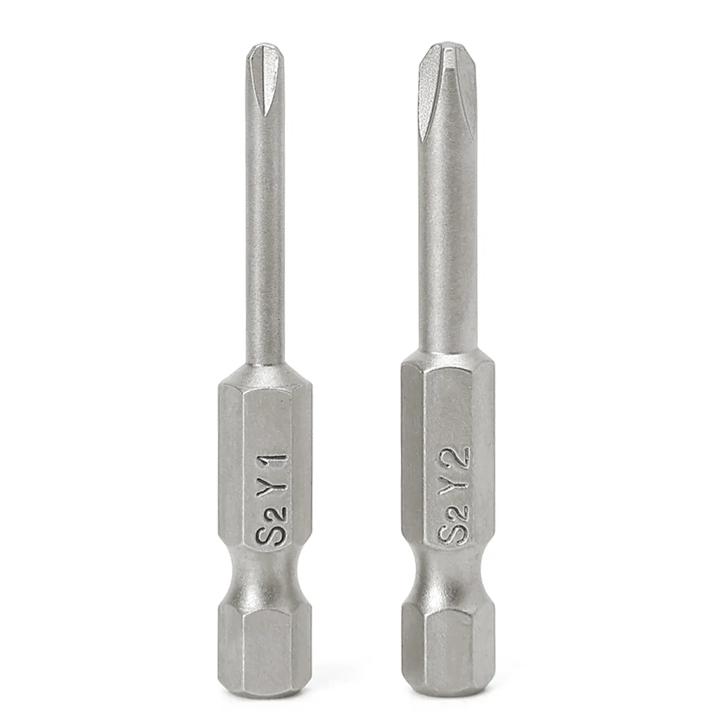 2 Pcs 50mm Magnetic 1/4\'\' Hex Shank Tri-wing Y Tip Head Screwdriver Bits Set