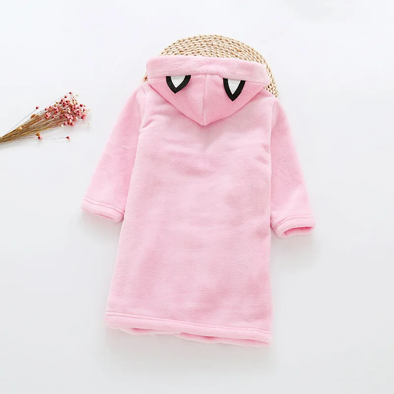 Kids Cartoon Cat Robes New Winter Baby Girl  Bathrobe Sleepwear Robe For Children Flannel Hooded Pajamas Boys Homewear Clothing