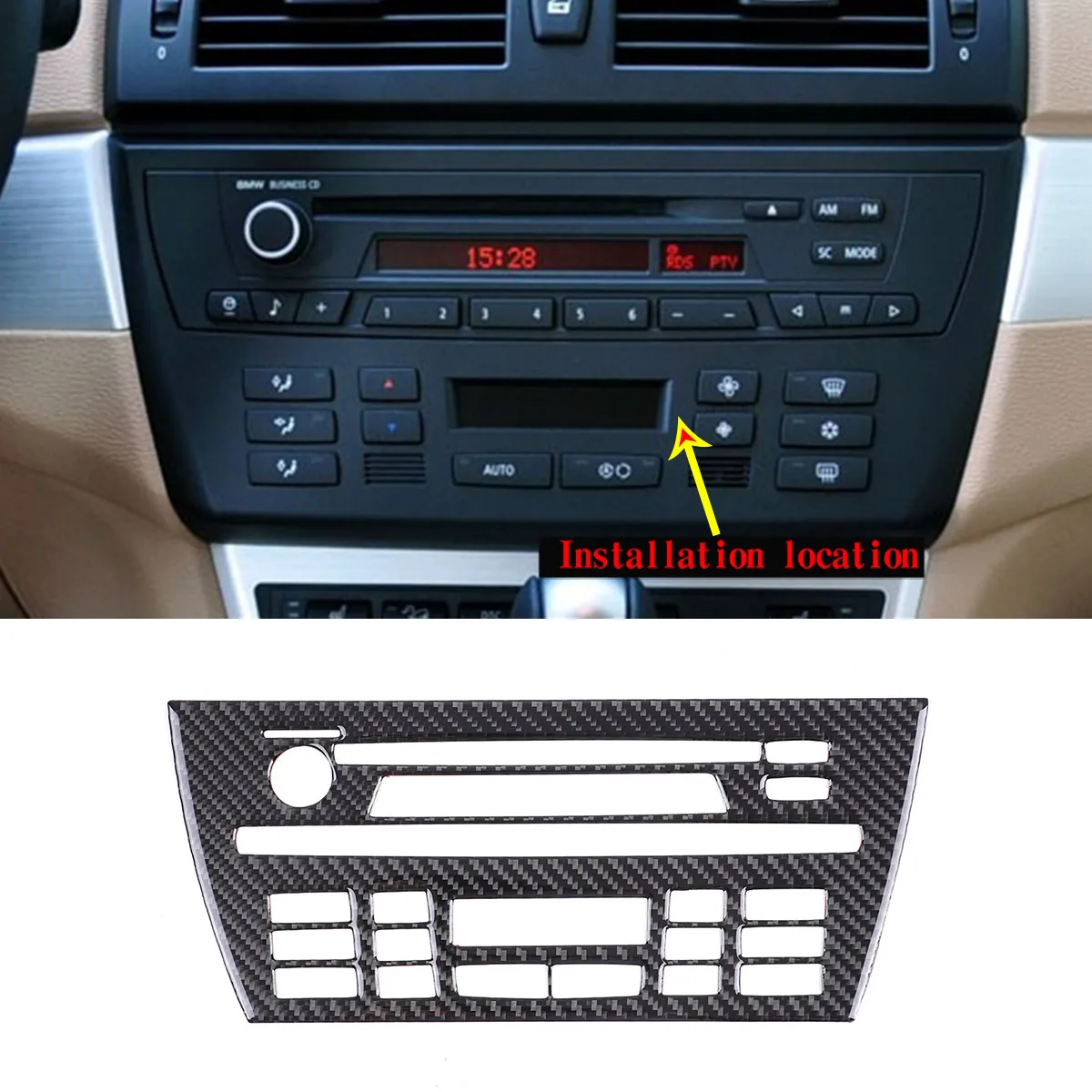 

For BMW X3 E83 06-10 central control CD panel sticker real carbon fiber (soft) 1 piece set car interior accessories modification