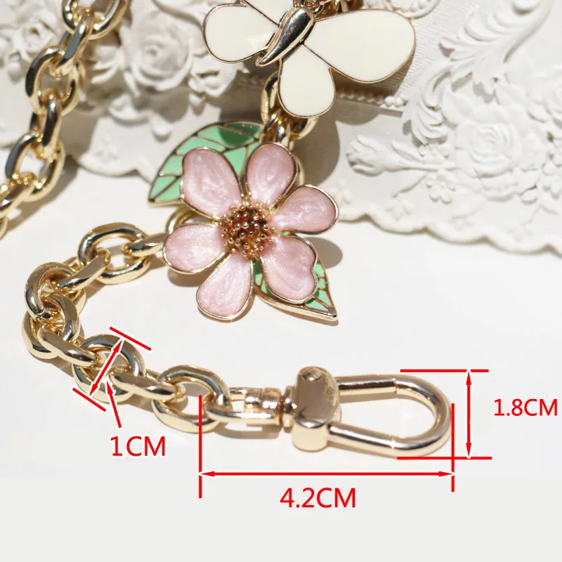 Designer flower chain strap butterfly Decoration gold metal chain handbag bag purse replacement Accessories Hardware quality