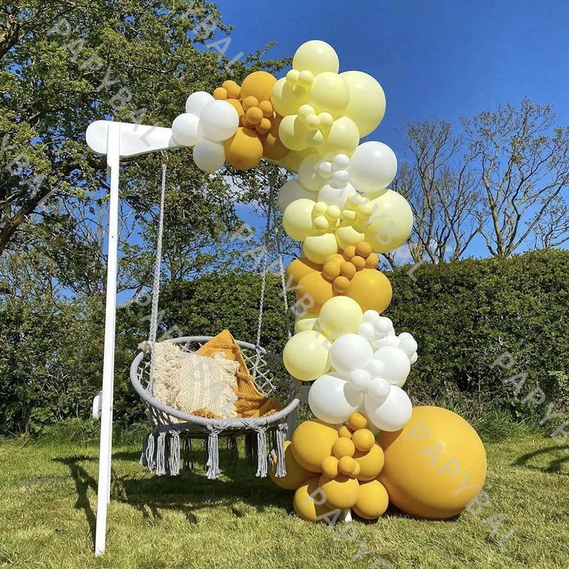 

94pcs Birthday Balloons Arches Garland Kit White Yellow Latex Balloons For Wedding Party Decoration Baby Shower Globos