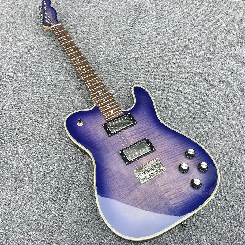 Custom shop TL electric guitar, purple flame maple top, maple neck and rosewood fingerboard, high quality, free delivery.