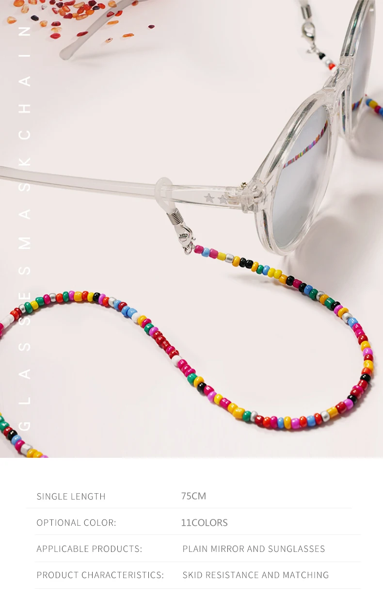 Perlenbesetzte Brillenketten, farbige Brillenbänder für Damen, Brillenbänder mit Perlen für Damen, handgefertigte Brillenbänder für Damen – Detail 1