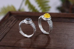 Ring Blank (5x5mm/6x6mm/7x7mm Round Blank) Adjustable Thai Sterling Silver Ring Setting Round Cabochon Ring Base