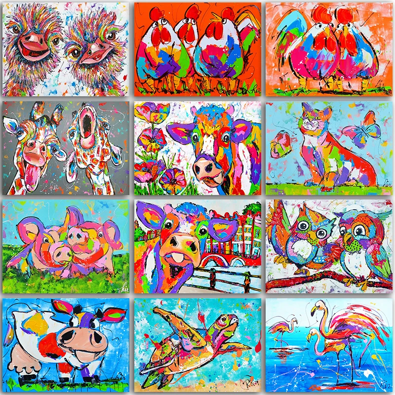

5D DIY Diamond Painting animals Color cow cat ostrich Cartoon Full Square&Round Diamond embroidery Cross stitch Diamond mosaic