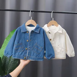 Cute Cartoon Denim Jackets For Girls Spring Autumn Long Sleeve Baby Girls Coat Children Outerwear Toddler Girl Clothes 1 2 3 4Y