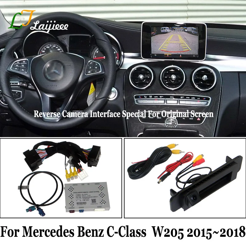 

Reverse Camera Kit For Mercedes Benz C Class W205 2015~2018 / HD Rear View Trajectory Parking Camera Update OEM Original Screen