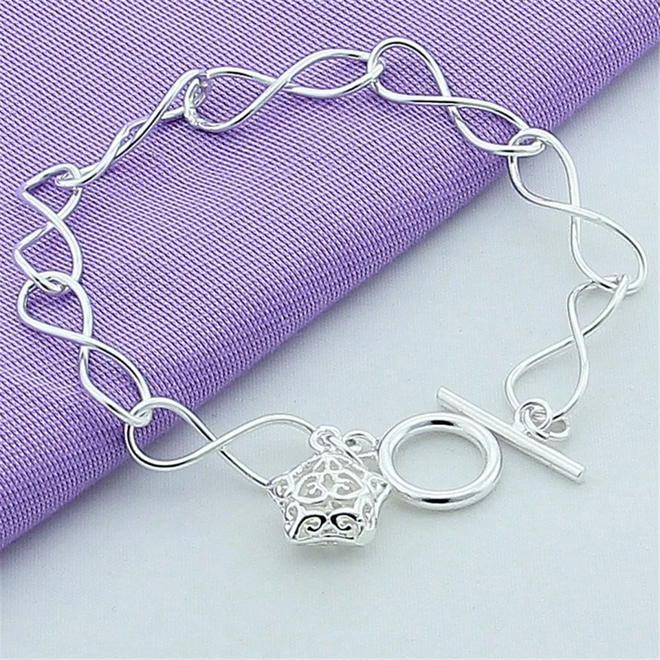 925 Sterling Silver Hollow Star Pendant Bracelet For Woman Charm Wedding Engagement Party Fashion Jewelry Gift