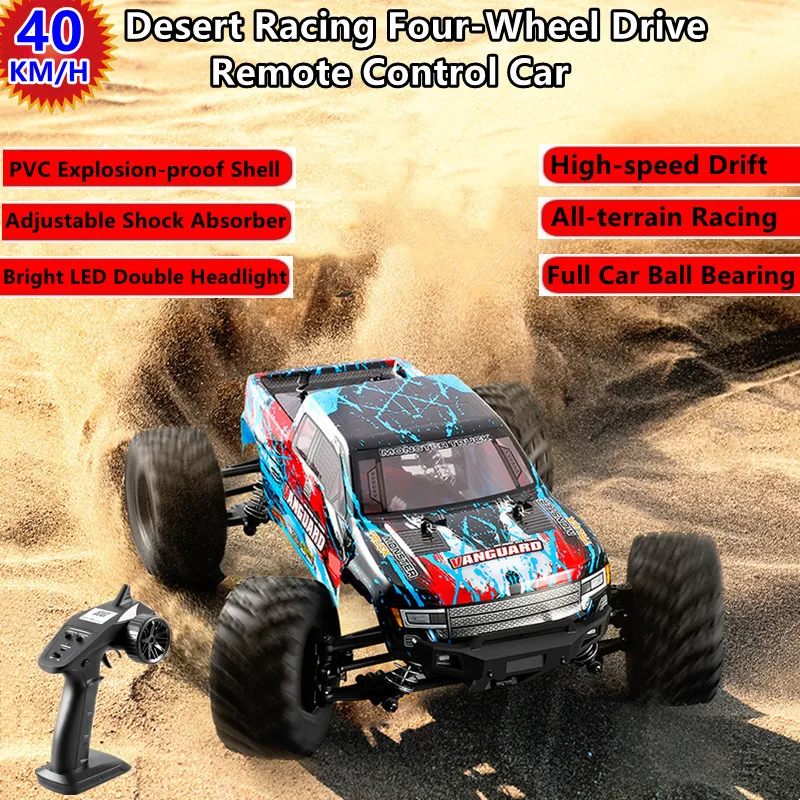 1:12 Desert 4WD Large Remote Control Car 40KM/H Adjustable Shock Absorber Design Ball Bearing LED Light RC Racing Car Model Toy