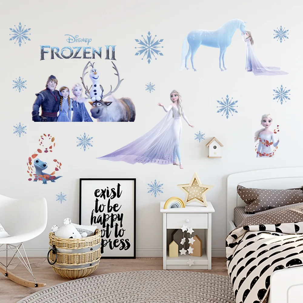 Cartoon diy frozen princess Elsa Anna wall stickers girl Children room background decoration removable kids bedroom poster decal