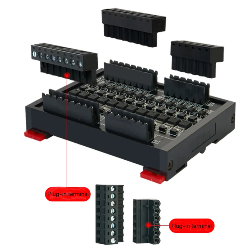 Din Rail PLC DC Amplifier Board Transistor Output 4/8/12/16 NPN/PNP Compatible 5V-24V Optical Lotus Isolation Anti-Interference