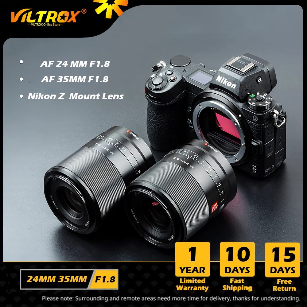 VILTROX 24mm 35mm 50mm 85mm F1.8 For Nikon Lens Auto Focus Full Frame Wide Angle Large Aperture Lens Nikon Z Mount Camera Lens
