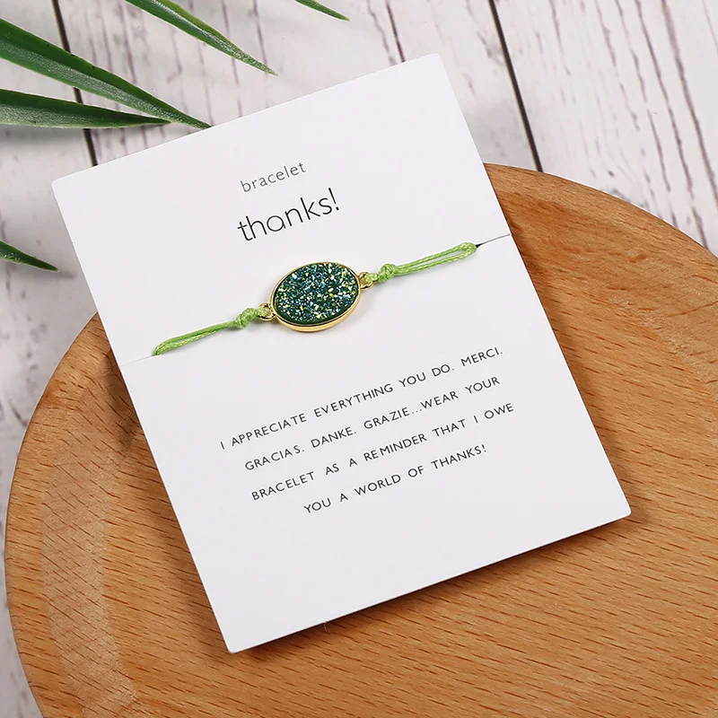 Druzy Charm Bracelet Adjustable Woven String Rope Bracelets For Women Friend Lover Handmade Jewelry Pulseira