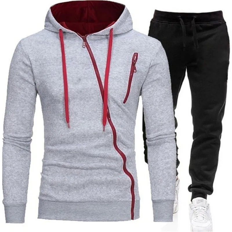 Spring men\'s sportswear 2-piece hoodie + pants sports suit men\'s sweater zipper hoodie men\'s clothing suit sportswear size M-3XL