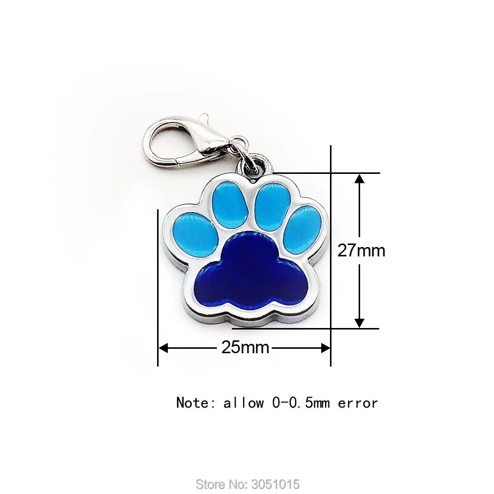 Wholesale 20pcs plating Two-color footprint cat Puppy Pet Id Tags Dog Collar Accessories Customized Pet ID Tags Personalized