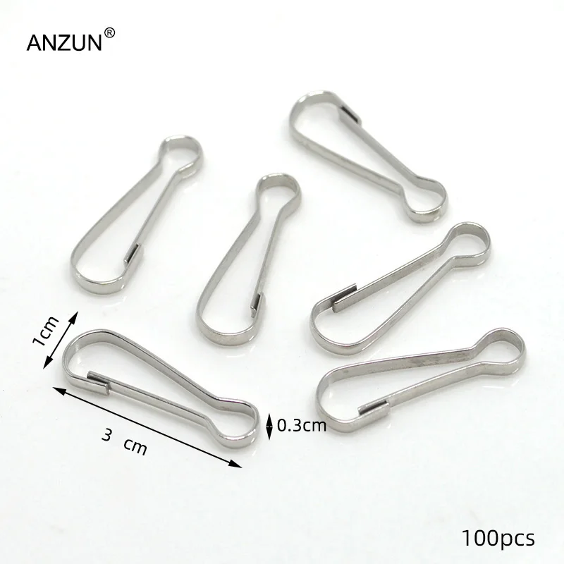 

100pcs 30mm Lanyard Snap Spring Hooks Lanyard Clasp Zipper J Clip for Key Chain ID Name Card Tag DIY Craft Badge Holder Keyring