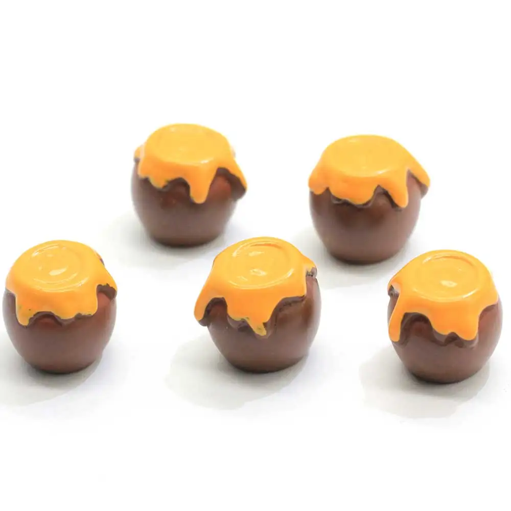 Flat Back Resin Simulation Food Brown Honey Pot Cup 15MM Resin Honey Pot Ornaments Fairy Garden Terrarium Decoration