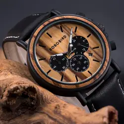 reloj hombre BOBO BIRD Men Watch Wood Watches Women Timepieces Chronograph Military Quartz Wristwatches relogio masculino OEM