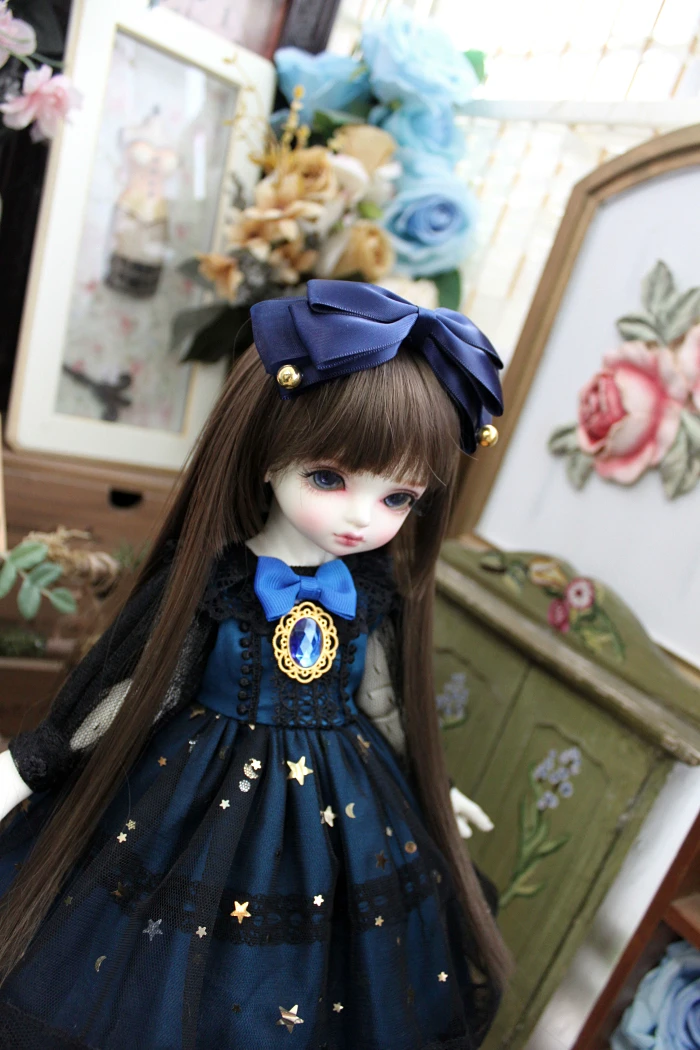 BJD doll dress is suitable for 1/3 1/4 1/6 MSD fashion court dress with skirt embellish star + hair accessories two-piece set