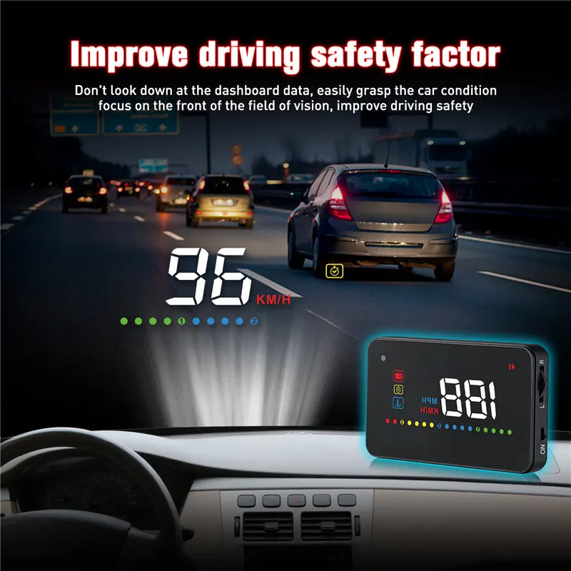 

New HUD display car speedometer Projector Water temp Overspeed RPM Voltage Alarm OBD 2 On-board computer Auto Turbo OBD2 Scanner