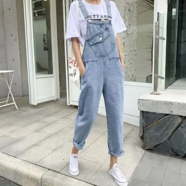 Feynzz Denim Jumpsuits Women Pant Woman Jeans High Waist Denim Pants Wide Leg Denim Clothing Blue Jeans Vintage Quality Fashion