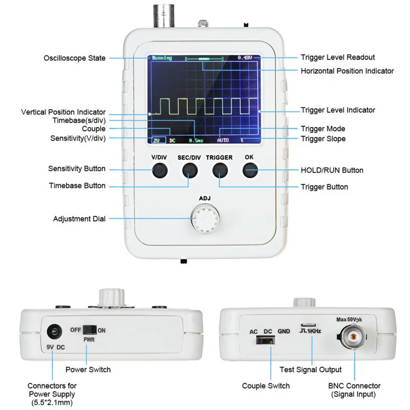 Shell Oscilloscope Production Kit DSO150 Electronic Teaching Training DIY Finished Set Fully Assembled DSO FNIRSI-150 15001K